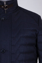 Slim Fit Toledo Stand Collar Navy Coat Black - SAYKI