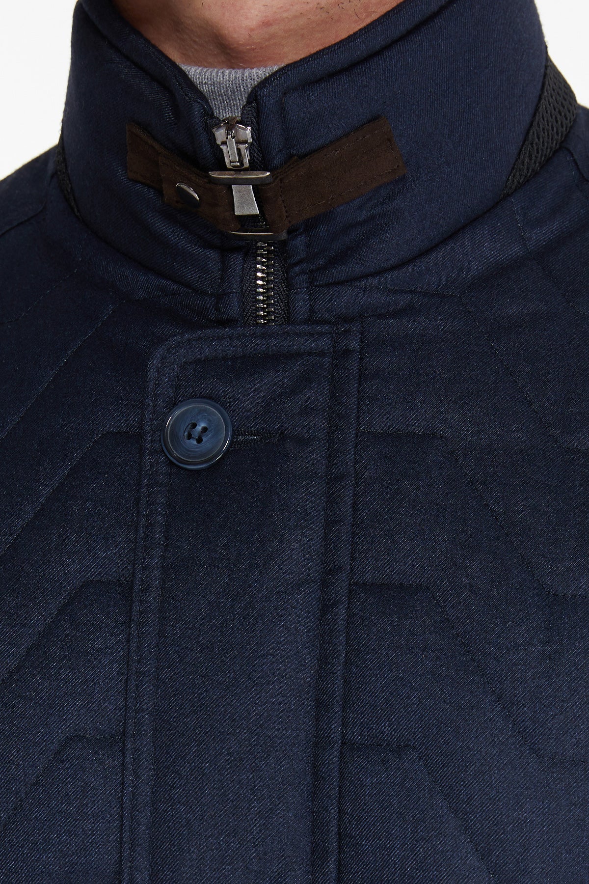 Slim Fit Toledo Stand Collar Navy Coat Navy - SAYKI