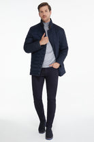 Slim Fit Toledo Stand Collar Navy Coat Navy - SAYKI