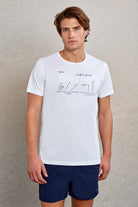 Slim Fit White 100% Cotton Printed Crew Neck T-Shirt - MIB