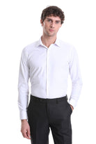 Slim Fit White Cotton Blend Dress Shirt - MIB