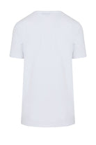 Slim Fit White Printed Cotton Blend Crew Neck T-Shirt - MIB