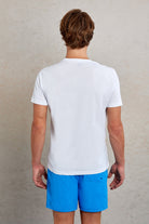 Slim Fit White Printed Cotton Crew Neck T-Shirt - MIB