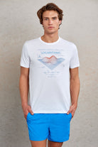 Slim Fit White Printed Cotton Crew Neck T-Shirt - MIB