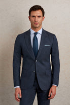 Slim Fit Wool Blend Navy Peak Lapel Classic Suit - MIB