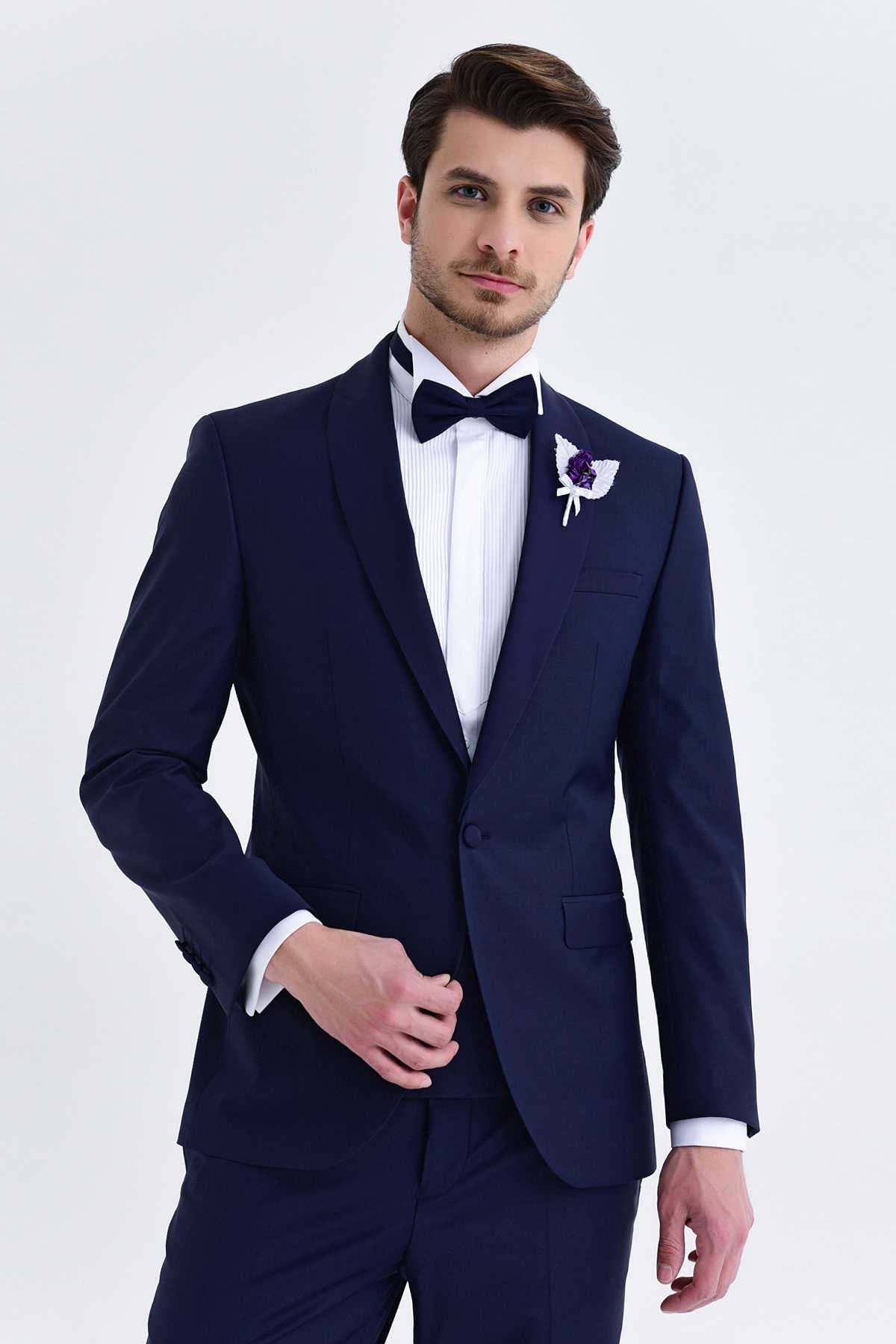 Slim Fit Wool Blend Navy Release Shawl Lapel Classic Tuxedo