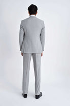 Slim Fit Wool Blend Peak Lapel Plaid Gray Classic Suit - MIB