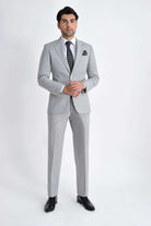 Slim Fit Wool Blend Peak Lapel Plaid Gray Classic Suit - MIB