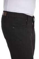 Slim Fit Woven Textured Low Waist Black Cotton Casual Pants