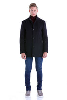 Slim Fit Zipper with Button Placket Navy Wool Blend