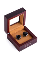 Solid Black Natural Stone Cufflinks - MIB