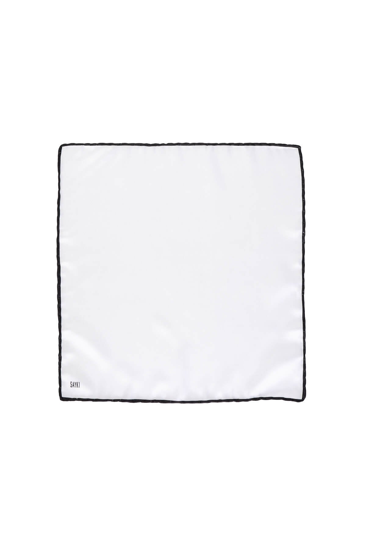 Thin Black Trim Classic White Pocket Square - MIB