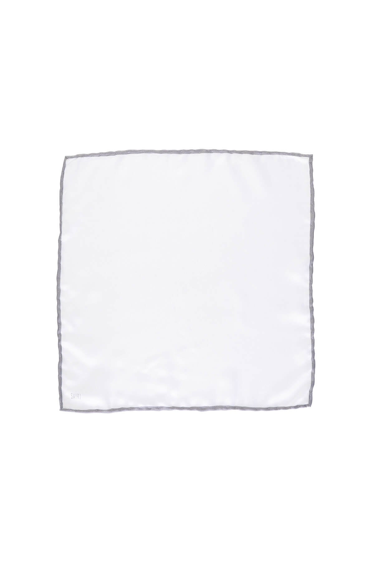 Thin Gray Trim Classic White Pocket Square - MIB