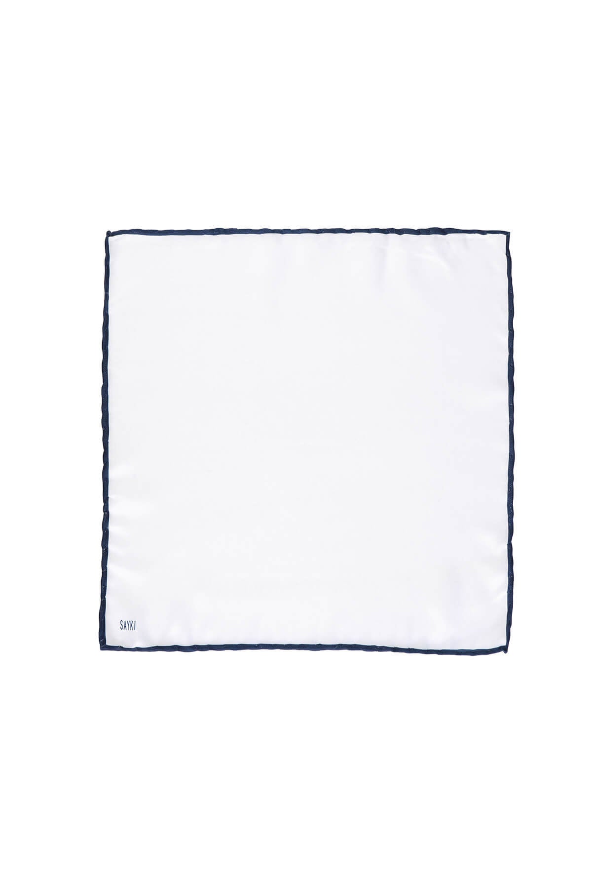 Thin Navy Trim Classic White Pocket Square - MIB