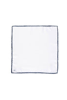 Thin Navy Trim Classic White Pocket Square - MIB