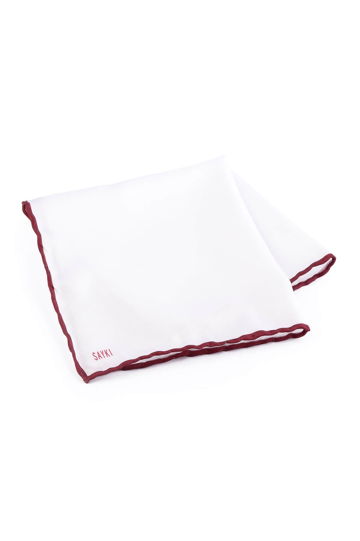 Thin Red Trim Classic White Pocket Square - MIB