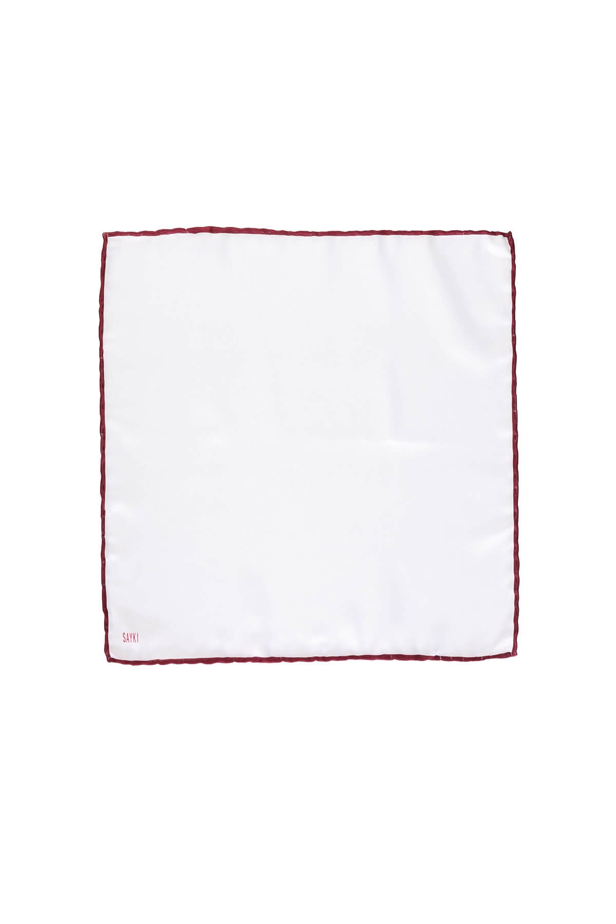 Thin Red Trim Classic White Pocket Square - MIB