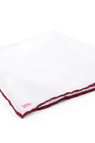 Thin Red Trim Classic White Pocket Square - MIB