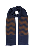 Wave Patterned Navy - Gold Scarf - MIB