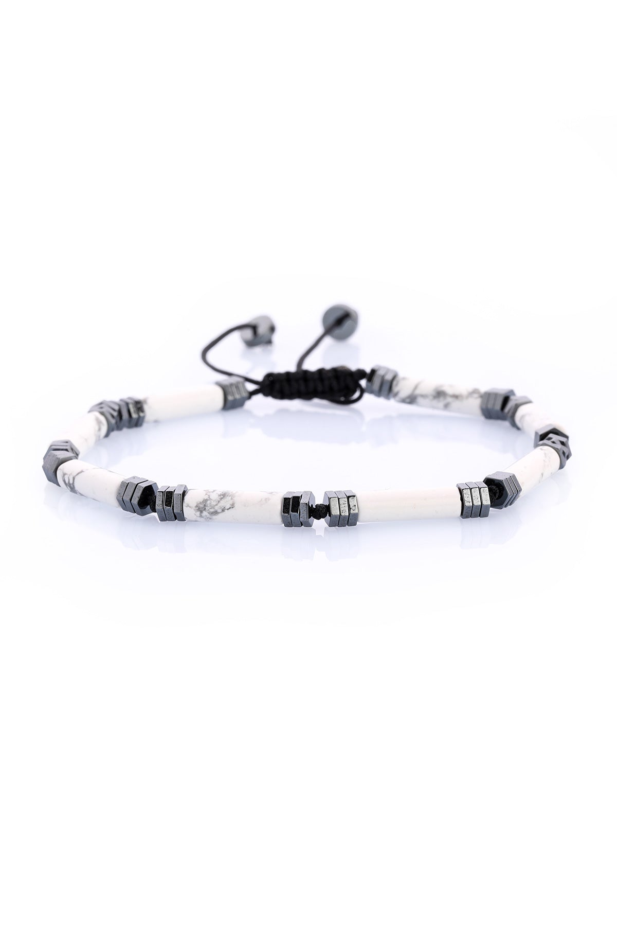 White Marbled Natural Stone Bracelet - MIB