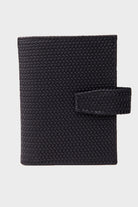 Woven Patterned Leather Black Card Case - MIB